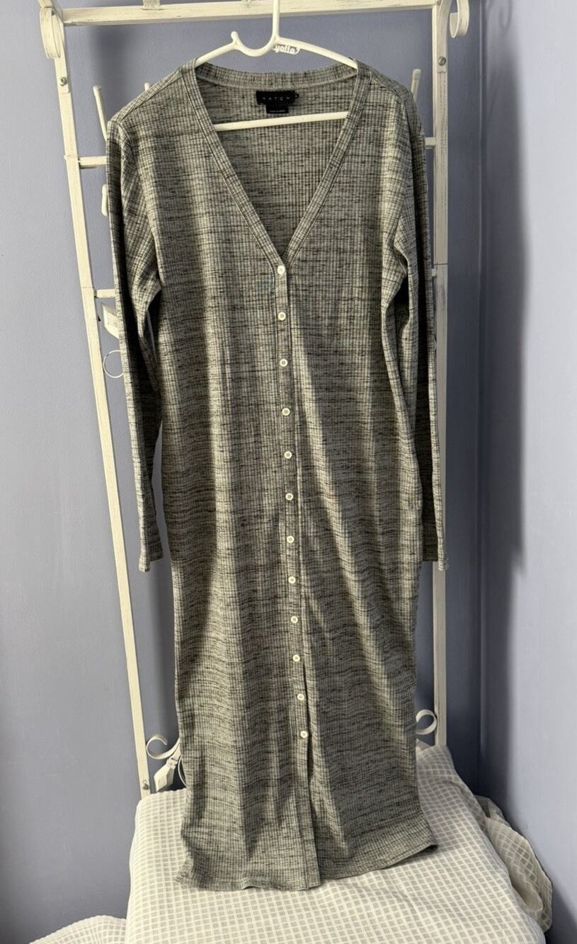 Hatch Maternity Dress Gray Sz 3 Long Sleeve Buttons
